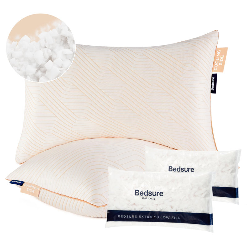 Bedsure Firm Shredded Memory Foam Pillows, King, Orange