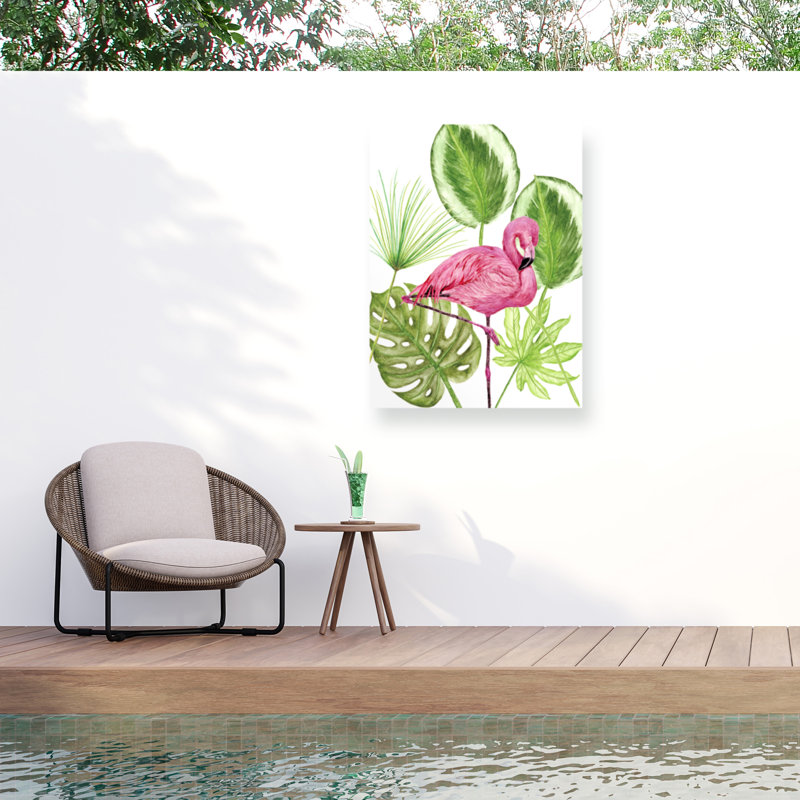 Toile d'extérieur Melissa Wang «Tropical Flamingo II», H 24 po x l 18 po x P 1,5 po
