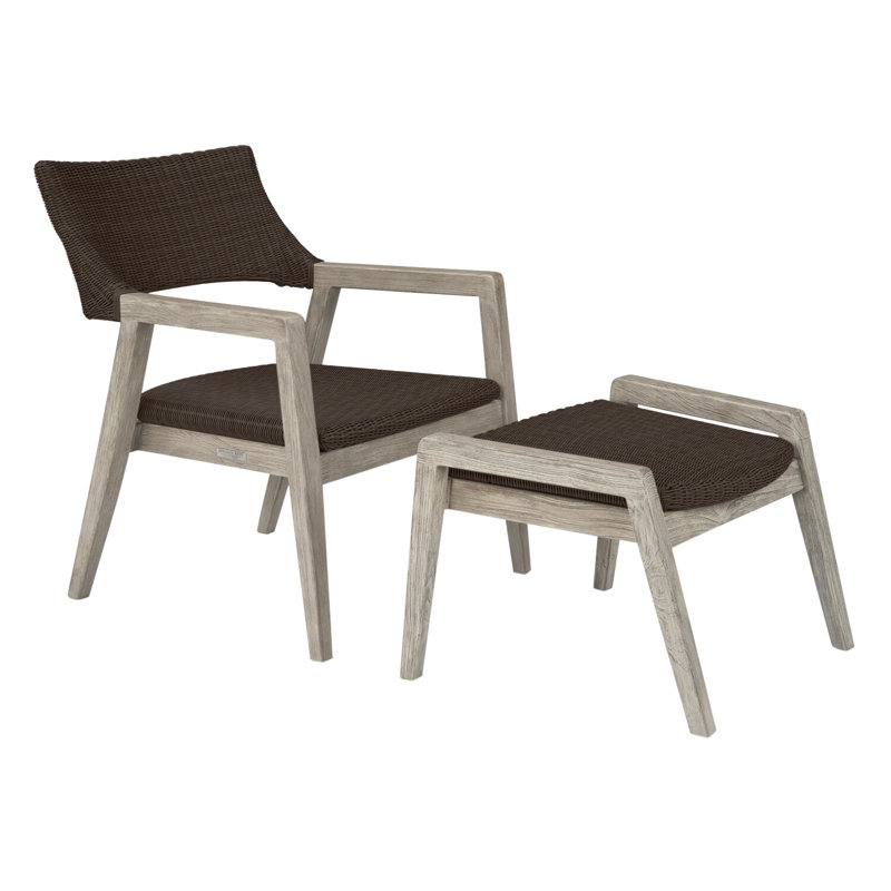 Spencer Outdoor Teak Lounge Chair, Distressed Teak, Textured Charcoal