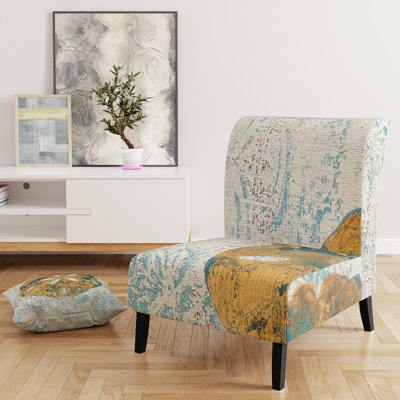 Fauteuil de chambre Coastal Pastel Seashells II - Velours nautique rembourré