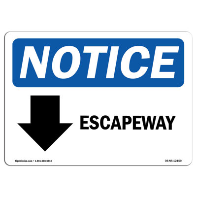 Escapeway [Flèche vers le bas] Panneau en aluminium 12 x 18