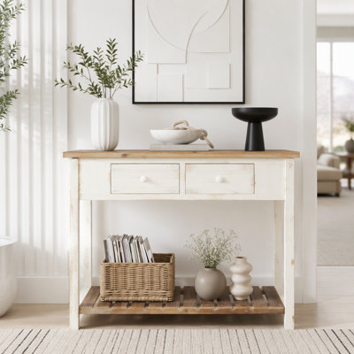 Two - Drawer Console Table with Open Shelf