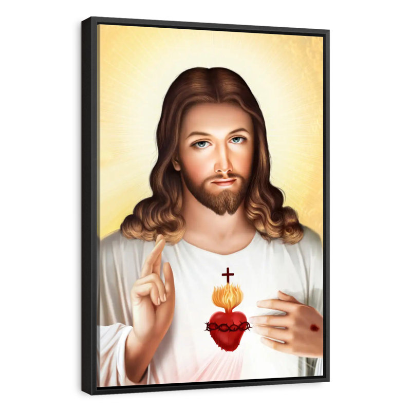 Sacré-Cœur de Jésus, Cadre flottant noir, 21 po x 31 po