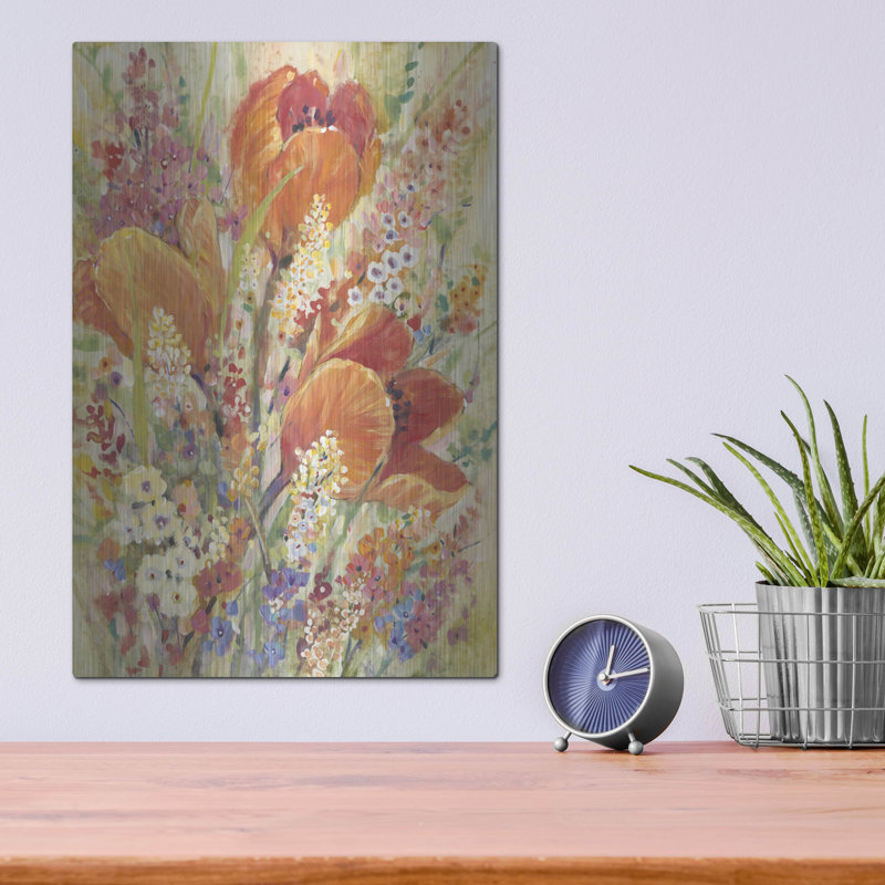 Art mural en métal «Spring Bloom II» par Tim O'Toole, H 16 po x l 12 po