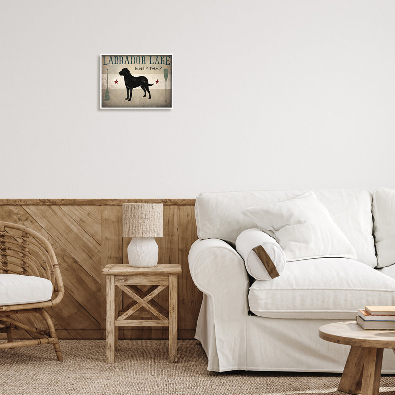 «Labrador Lake Rustic Dog Row bateau Oars Cabin Sign» par Ryan Fowler - impression, H 11 po x l 14 po