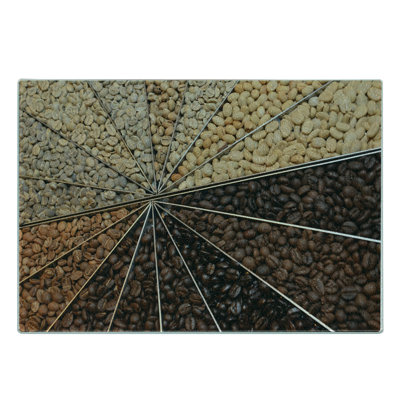 Ambesonne Coffee Tempered Glass Cutting Board Many Varieties of Beans Beige Brown Pale Brown