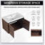 Ensemble de meuble-lavabo brun avec comptoir en résine et 2 portes-859374578