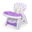 Chaise haute convertible pour bébé, siège d'appoint avec plateau d'alimentation pour ceinture de sécurité, chaise pour tout-petit et table, mauve et blanc