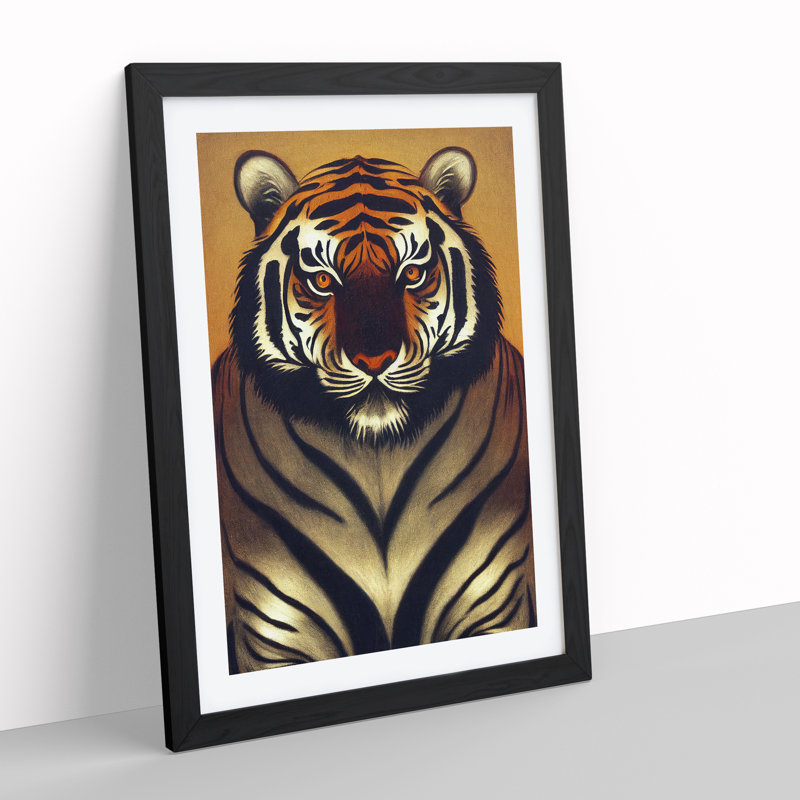 Focused Tiger - Single Picture Frame Painting, Black, 64cm H x 46cm W x 2cm D