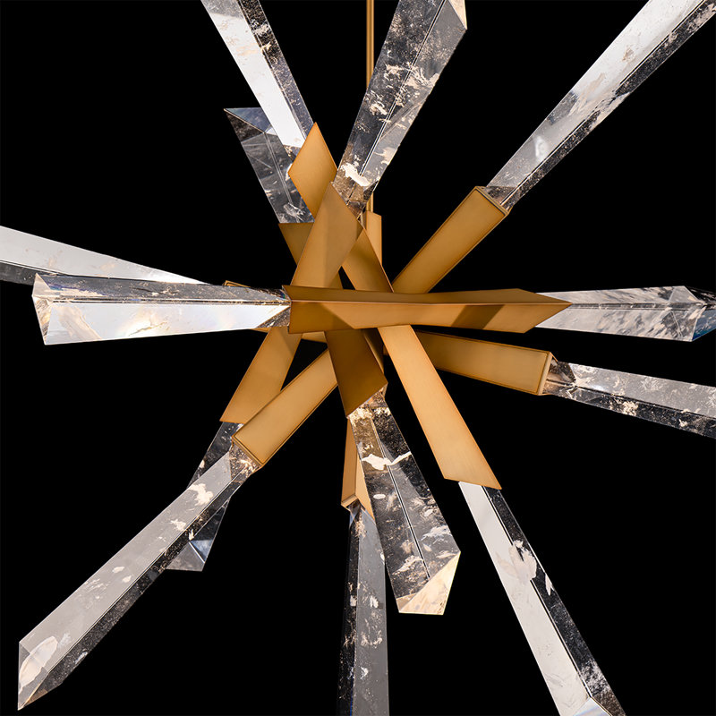 Solitude 12 Light Crystal LED Chandelier, Aged Brass