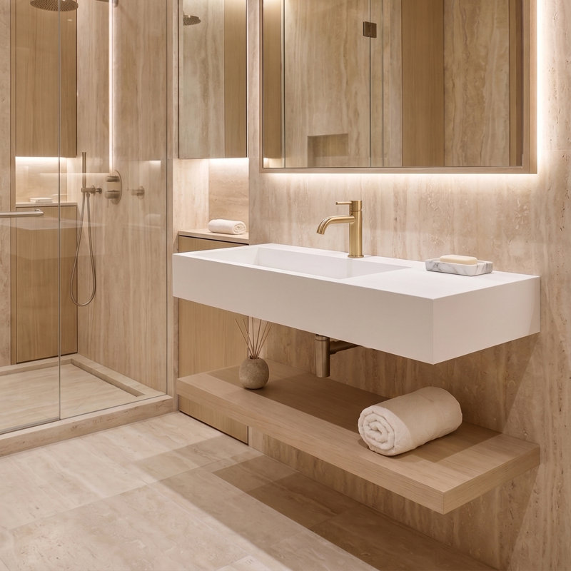 Meuble-lavabo mural simple 35 po Boyter, Blanc, Monotrou