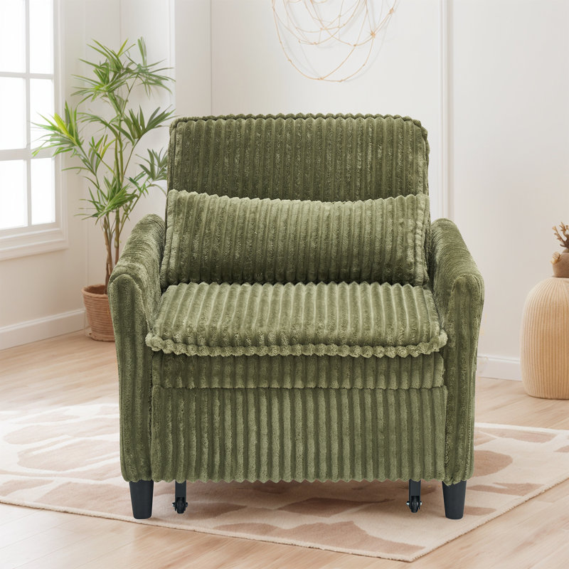 Modern 3 In 1 Convertible Sofa Bed,Sleeper Sofa With Pillows, Green Corduroy
