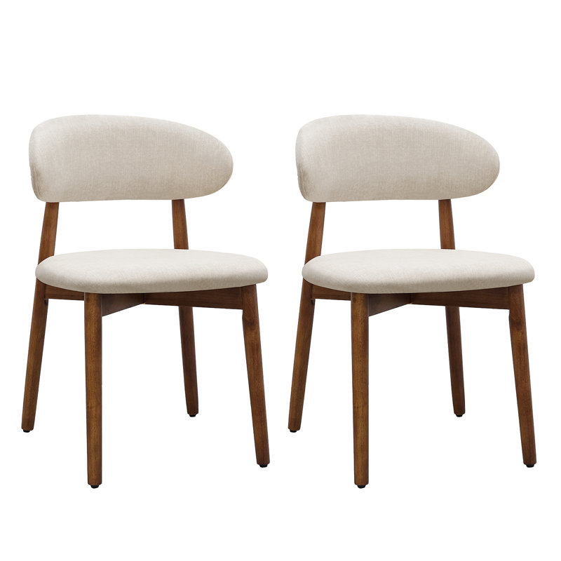 Ensemble de 4 chaises sans accoudoirs, 4, Noyer, Beige