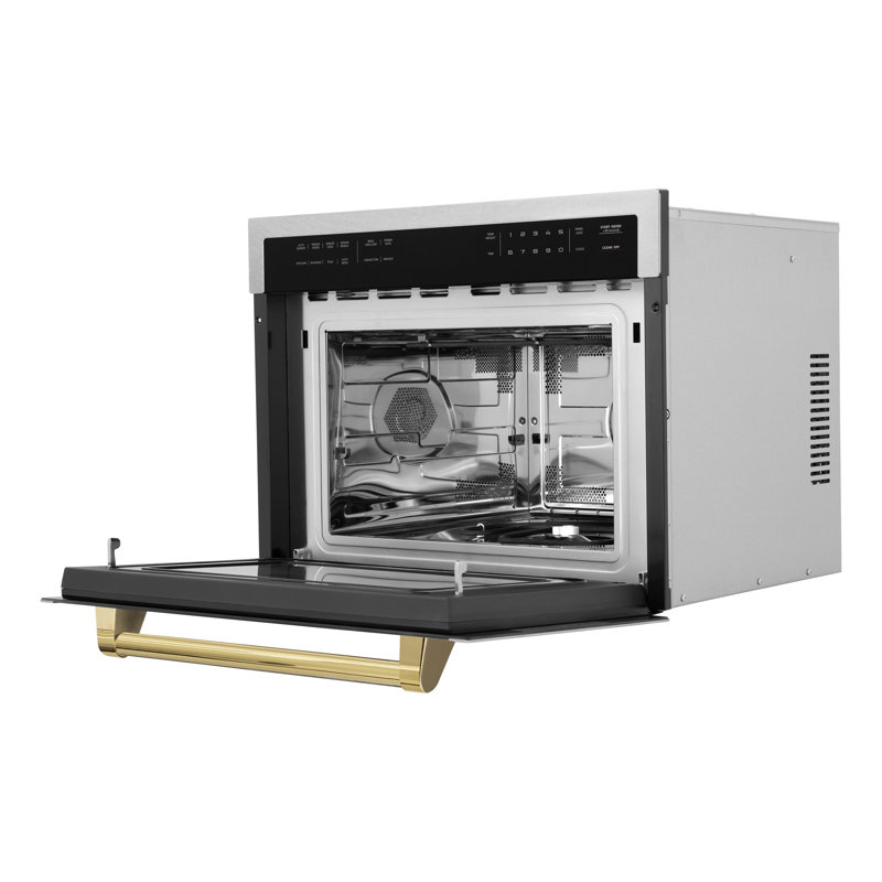 Four à micro-ondes à convection en acier satiné 24 po ZLINE Autograph Edition, Or poli