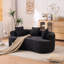 Canapé en forme de croissant, conception moderne à dossier bas avec coussins profonds, comprenant un canapé à trois places rempli de mousse qui ne nécessite aucun assemblage. (Tissu chenille noir)-1584574986