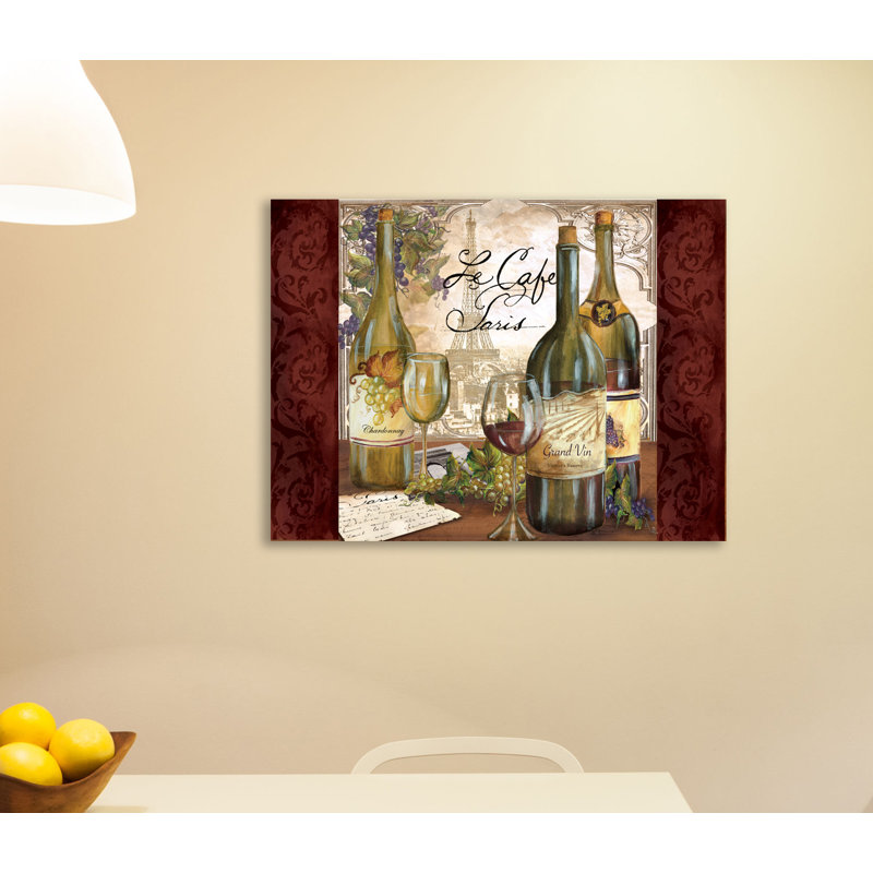 « le café paris wine », reproduction d’impression sur toile tendue, H 12 po x l 16 po