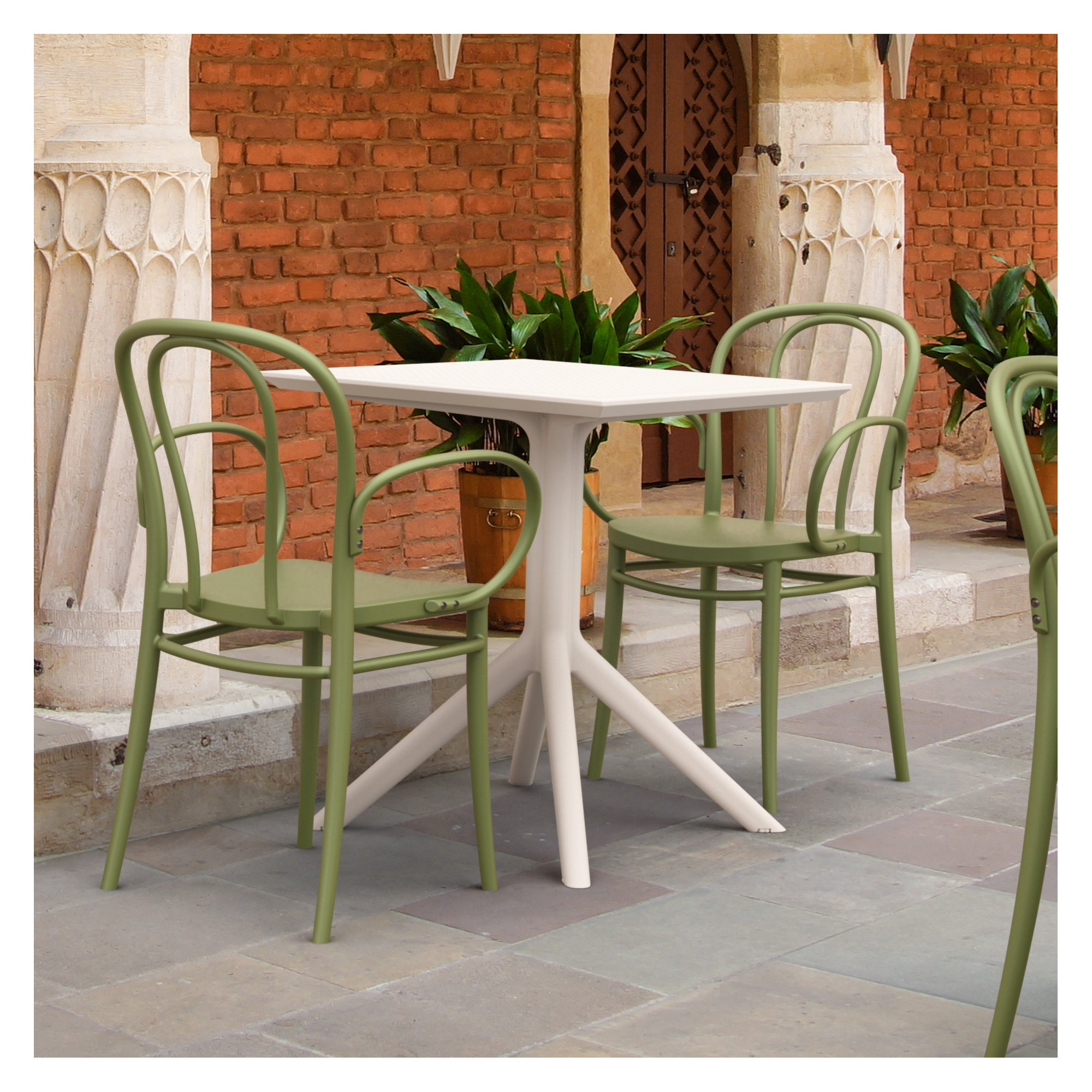 Farrah Stacking Patio Dining Armchair, Olive Green