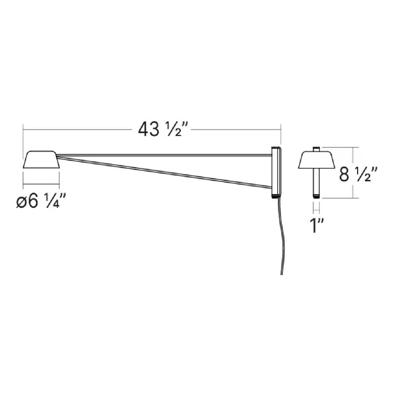 Ray 1 - Light LED Armed Sconce, Warm Gray, 8.5" H x 6.25" W x 6.25" D