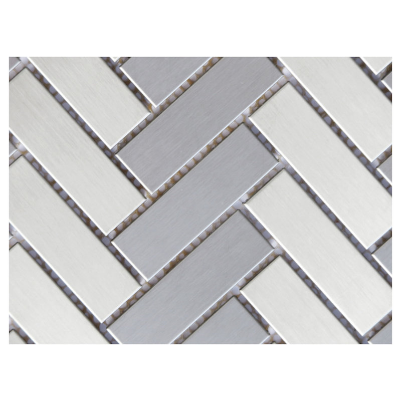 Carreau de mosaïque murale à chevrons en acier inoxydable 0,75 po x 2,5 po Padova