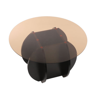Table basse ronde de 27,56 po, table basse de table en verre, table basse en verre trempé (27,56 po x 15,75 po)
