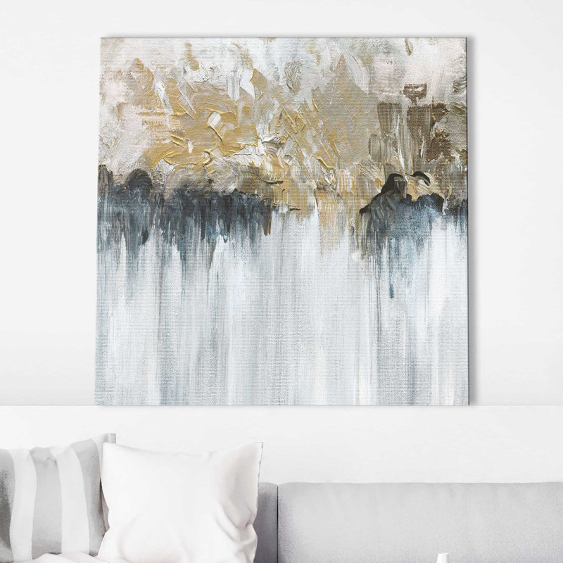 «Blue Shadows» par Susan Jill - Peinture, L 36 po x H 36 po, Toile tendue