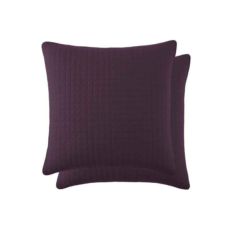 Southshore Fine Linens Vilano Quilted Sham Covers, Double-Brushed Microfiber Square-Stitched Pillow Shams with Piped Edges, Set of 2, 22" x 22" , Purple