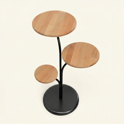 Aurelius 3-Tier Solid Wood Pedestal End Table