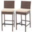 Tabouret de bar d'extérieur 30 po en osier avec coussin (ensemble de 2-66888720-66888719