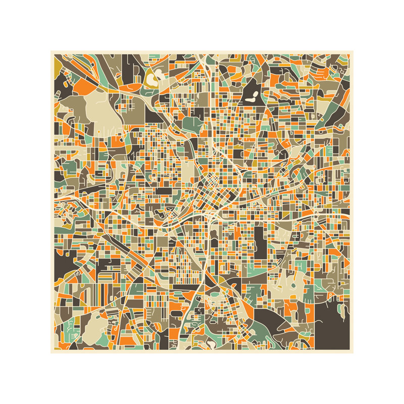 Abstract City Map Of Atlanta by Jazzberry Blue - Wrapped Canvas Print, 45.72 cm H x 45.72 cm W x 1.91 cm D, Wrapped Canvas