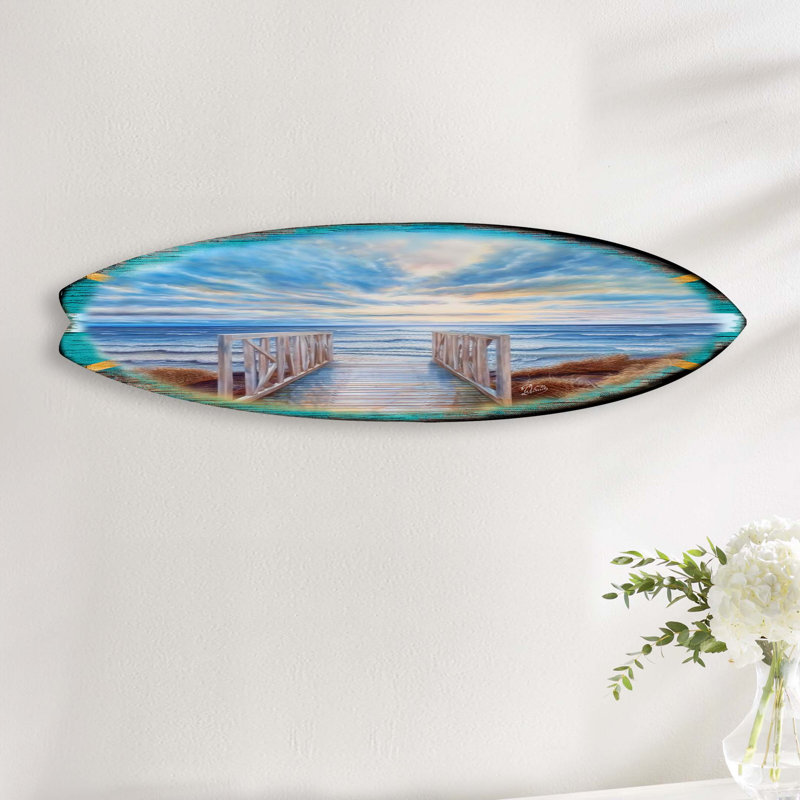 Décoration murale planche de surf, H 17 po x l 60 po x P 1 po