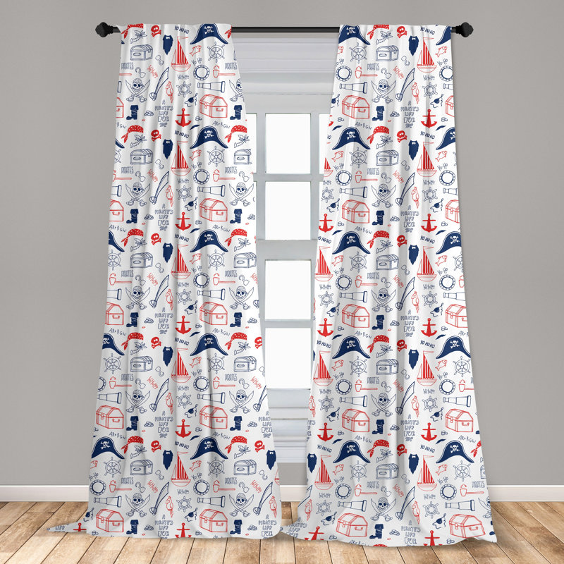 Pirates Semi-Sheer Rod Pocket Curtain Panels, 28" x 95"