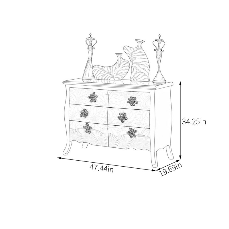 Classic Six-Drawer Floral Accent Chest
