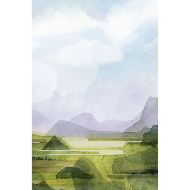 Verdant Vale II - Painting, 122 cm H x 81 cm W, Black Floater Framed