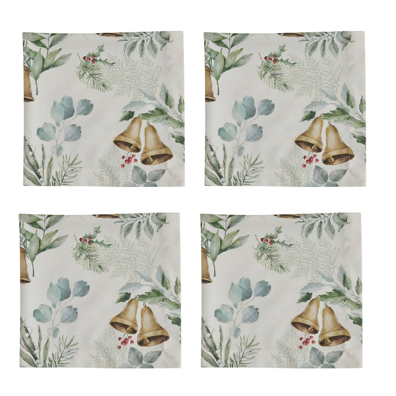Ensemble de 4 serviettes de table Rosalind Wheeler Bells Of Christmas