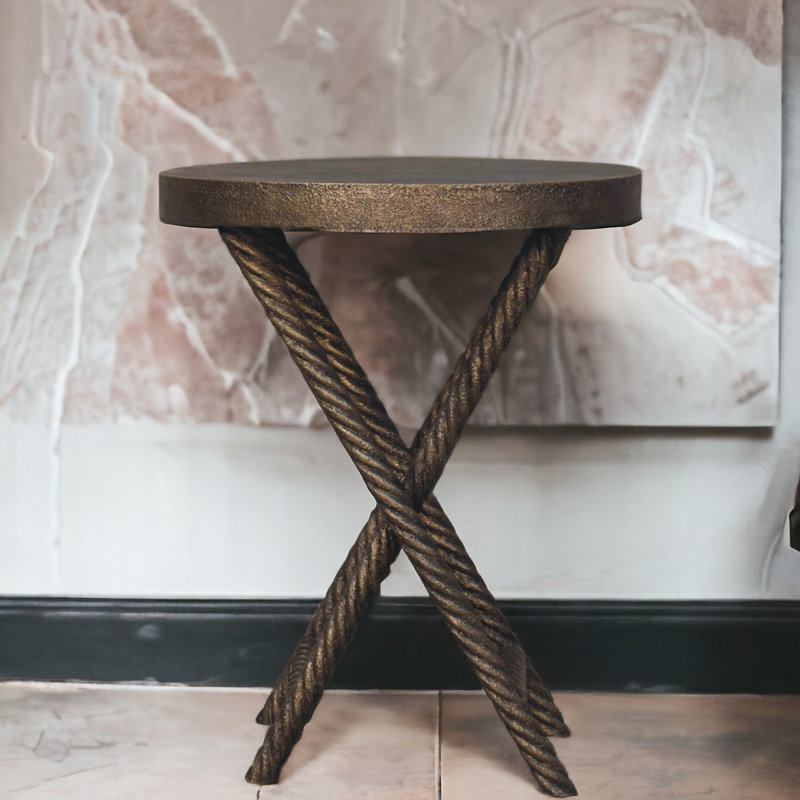 Jovita Solid Wood Cross Legs End Table