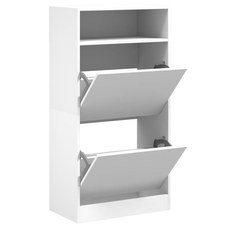 6 Pair Shoe Storage Cabinet, White