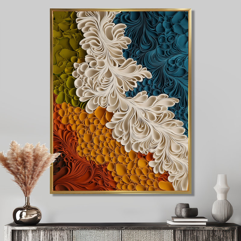 Noveta Biomorphism Earth Rhythm In Chaos II - Abstraction lyrique, art mural, H 40 po x l 30 po, Doré