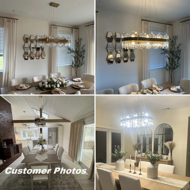 Kacy 16-Light Dimmable Modern Chandelier with Crystal Accent, Clear, 9.8" H x 35.4" W x 13" D