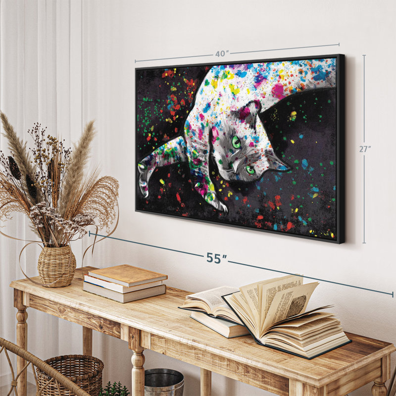 Animal "Peinture murale chat siamois", H 27 po x l 40 po