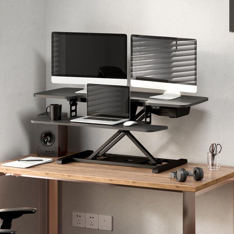 Marthasville Adjustable Height U-Shaped Steel Standing Desk Converter, 19.7" H x 35" W x 16.3" D