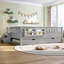 Lit double beige avec lit gigogne et escalier, conception robuste-39178896-39178906