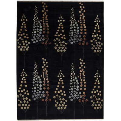 Hand-Knotted High-Quality Black Area Rug