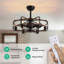 Copper 24.8" Classic Black Caged Farmhouse Ceiling Fan With Light Kit and Remote Control -1734149795