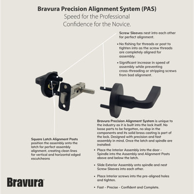 Bravura 903-6 Sable Passage Lever on Round Contemporary Rose in Polished Chrome - LH