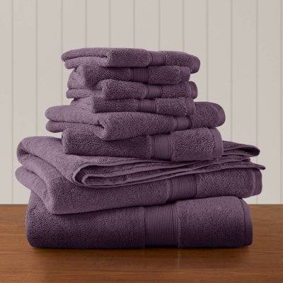 Madison Park Signature 800 GSM Purple Ultra-Soft 100% Cotton Absorbent 8-Piece Towel Set