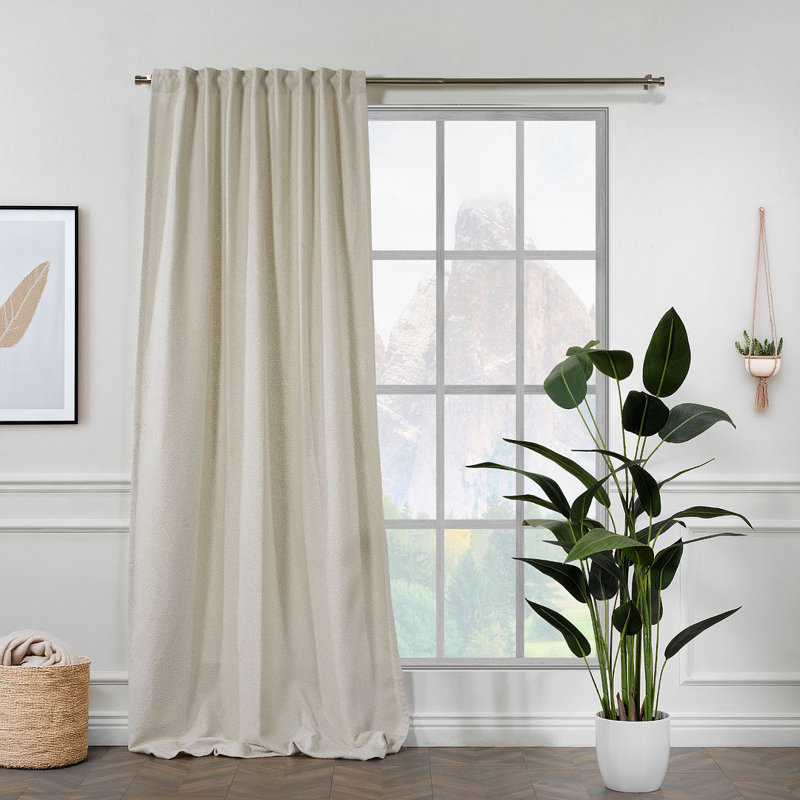 Extra Long & Extra Wide Polyester Decorative Curtain Single Panel, 52" W x 100" L, Off-White