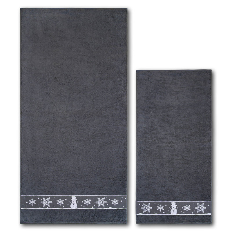 Snowman 3 Piece Towel Bale, Graphite