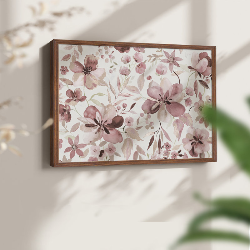 Shimmering Blush Garden -Framed Print - Restickable, Noyer, H 22 po x l 28 po