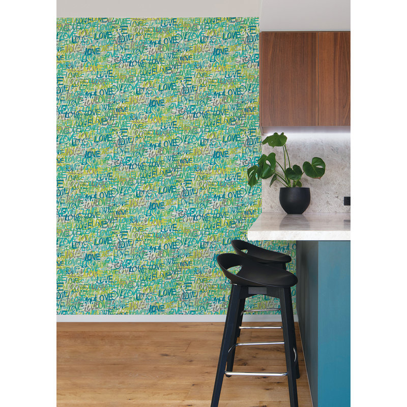 Rouleau de papier peint L 33 pi x l 19,7 po Emsmus, Bleu sarcelle