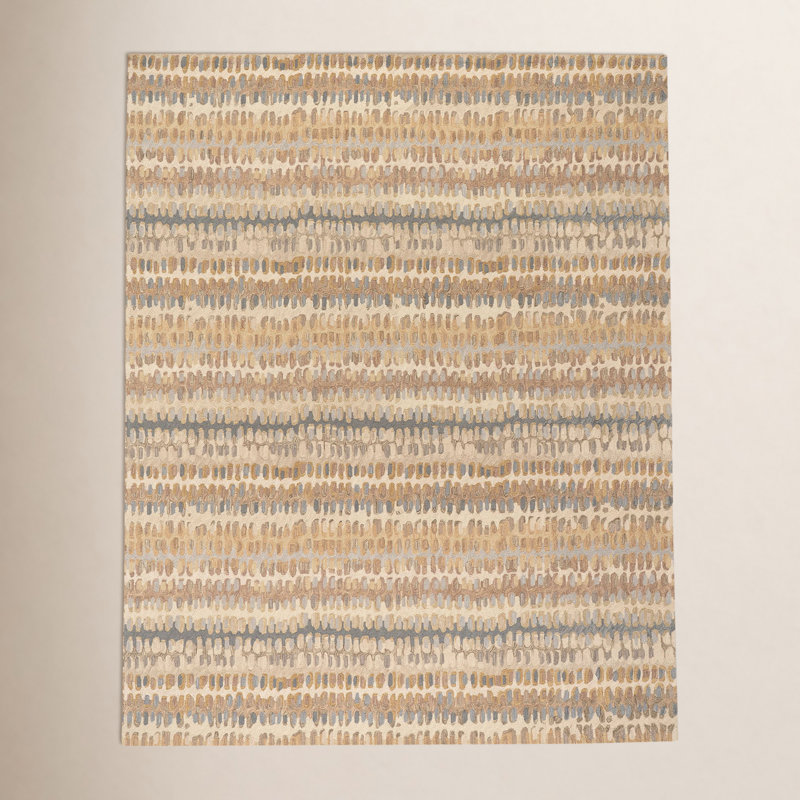 Tapis en laine naturel crocheté à la main Paint Chip, Rectangle 4 pi x 6 pi